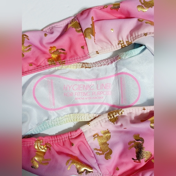 Ruffled Rainbow Colored Unicorn Young Hearts 2 Piece Swimsuit Girls Size 12 - Picture 4 of 6